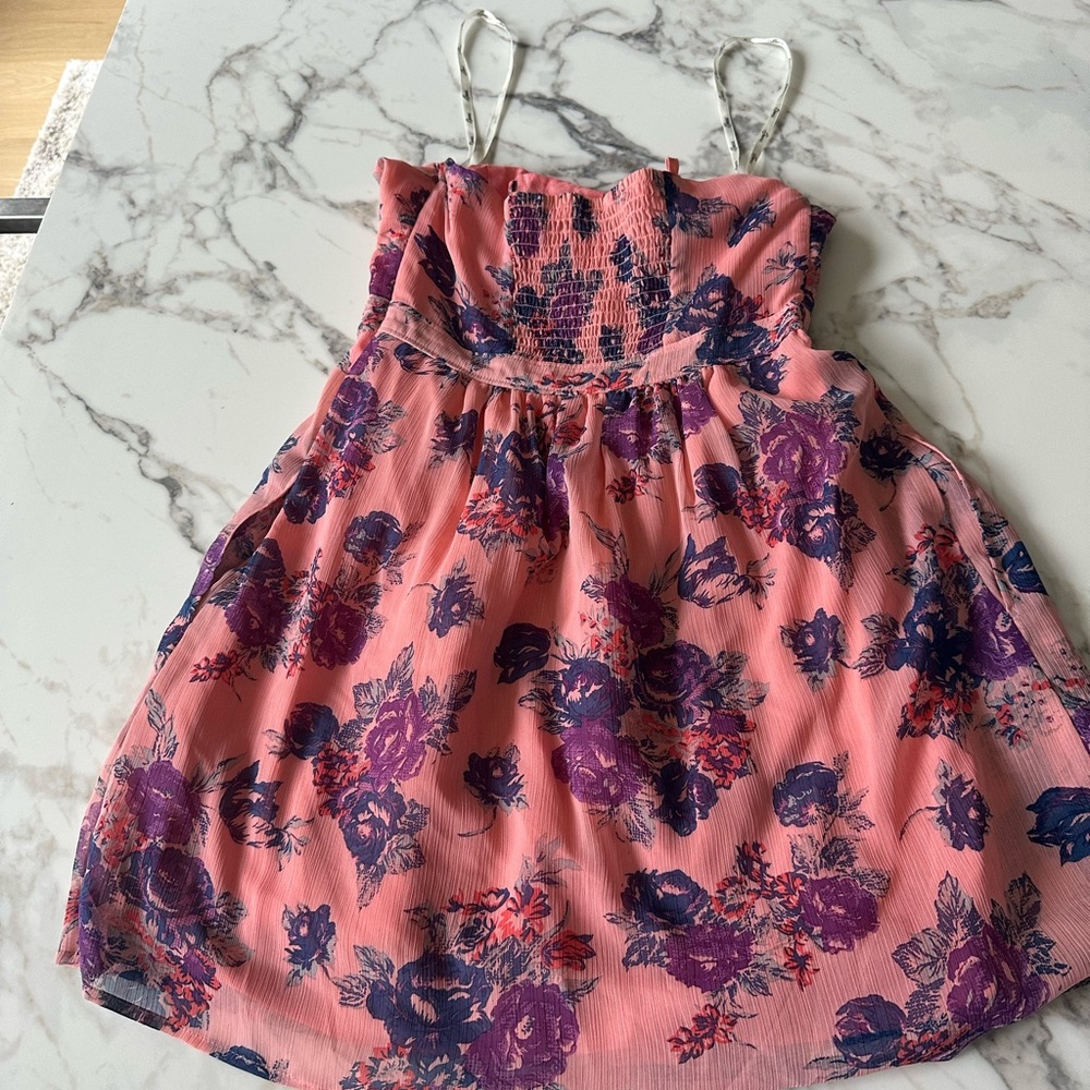 Guess Pink and Purple Floral Mini Dress